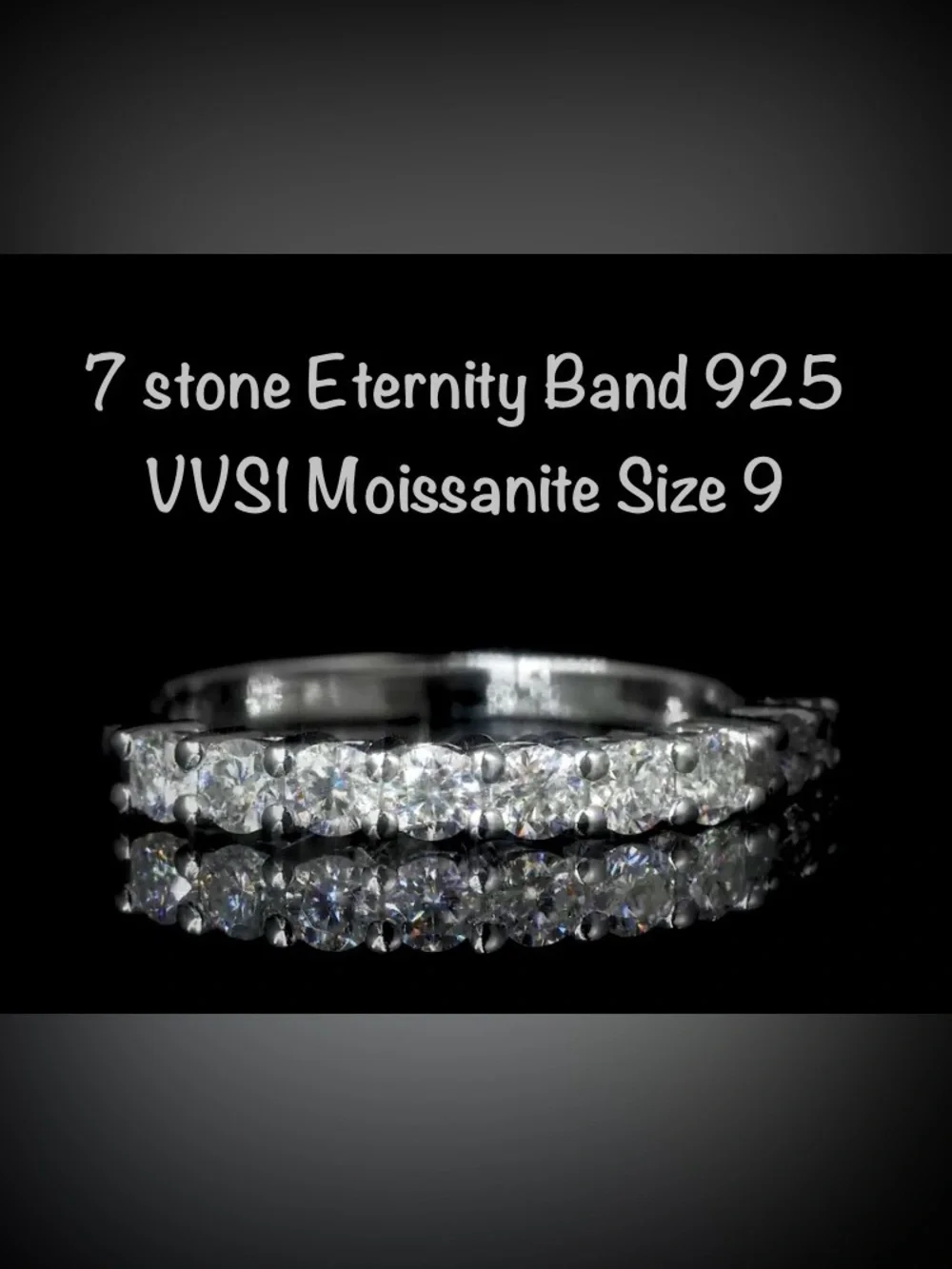 Moissanite Eternity Stackable Sterling Silver 925 VVS1-7 Stones💎AUTHENTIC-Size 9